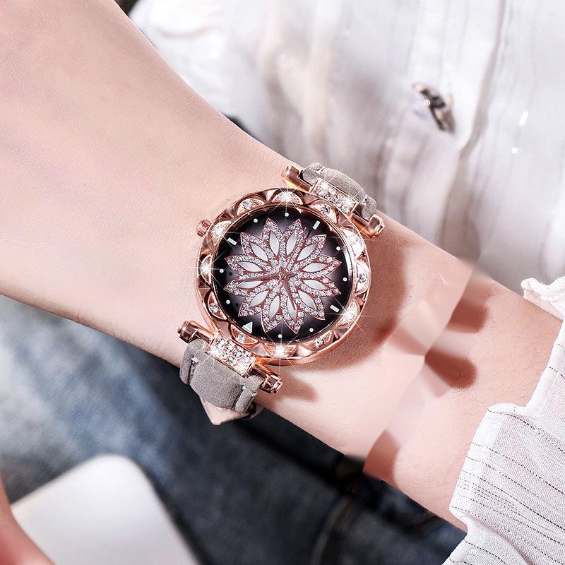 Flower Good Luck Watch Women's Fashion Frosted Belt Quartz Watch