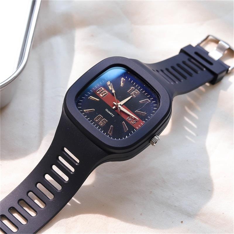 Unisex Fashion Watches Square Silicon Quartz Wristwatches Sport Clock