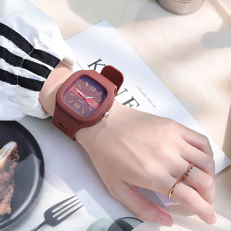 Unisex Fashion Watches Square Silicon Quartz Wristwatches Sport Clock