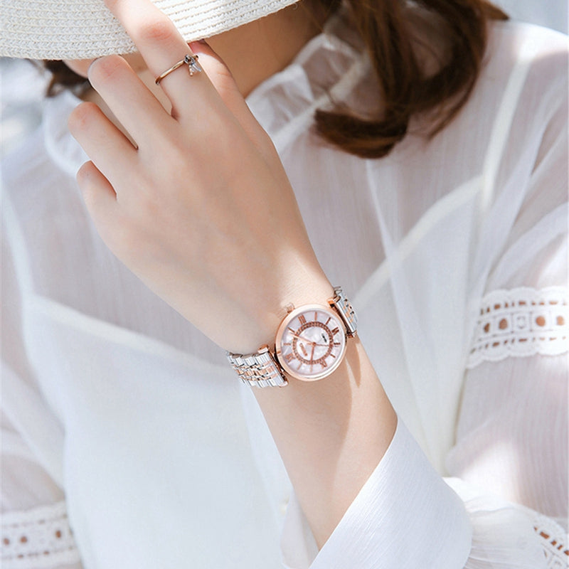 Women Watches Top Brand Luxury Diamond Ladies Stainless Steel Band Wristwatches Silver Rose Mesh Strap Female Quartz Watch