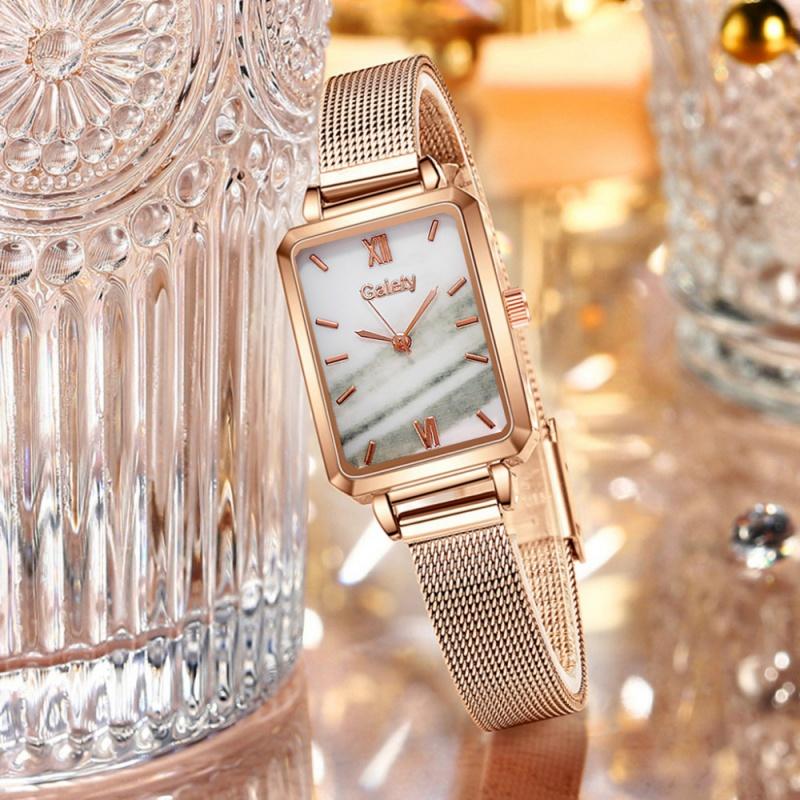 Luxury Women Square Green Dial Bracelet Watches For Women